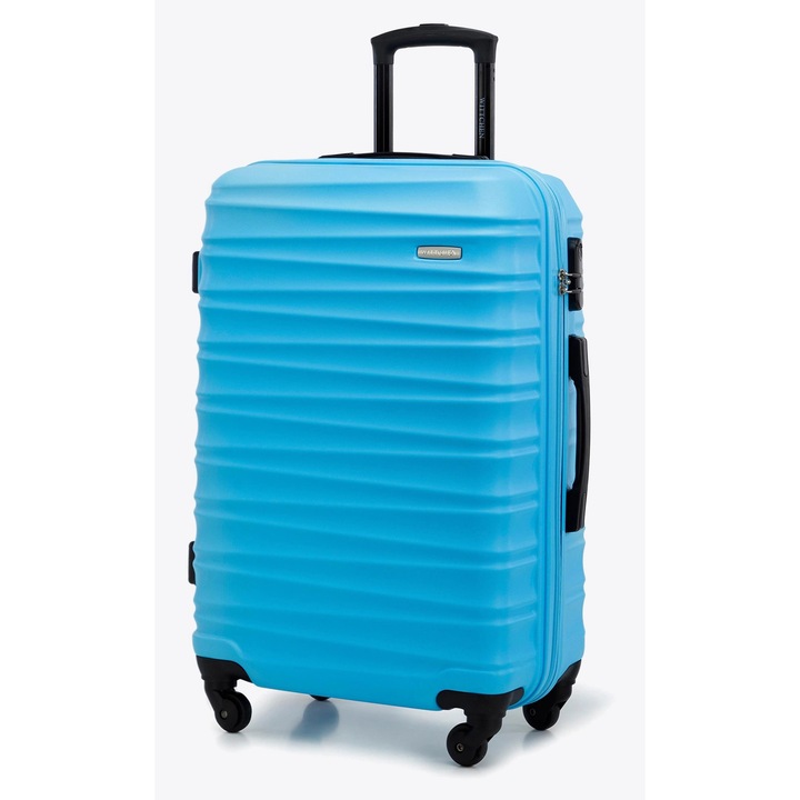 Troler mediu WITTCHEN, ABS, albastru, 4 roti, inchidere cu cifru