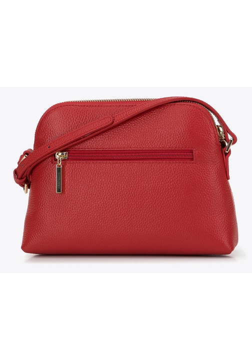 Дамска чанта WITTCHEN, мини трапецовидна чанта, червена естествена кожа, с регулируема презрамка, 2 отделения.