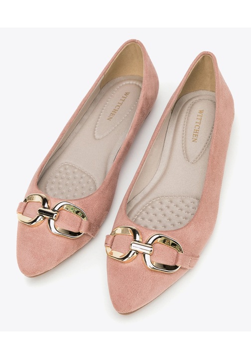 Балеринки Wittchen, прашно розово, екологична кожа, декоративна катарама, нисък ток
