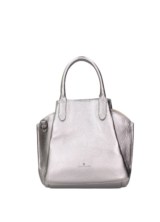 Chiara Ferrett, Geanta de piele cu maner si logo metalic Erisia, Argintiu