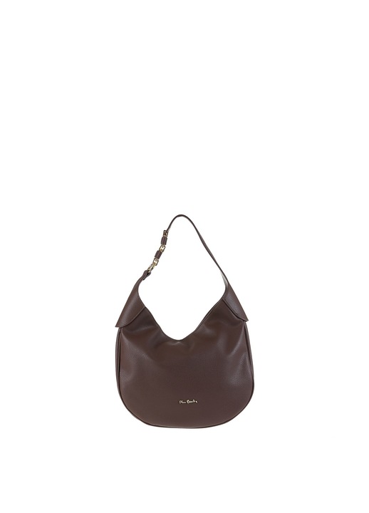 Pierre Cardin, Кожена чанта с метално лого, Тъмнокафяв