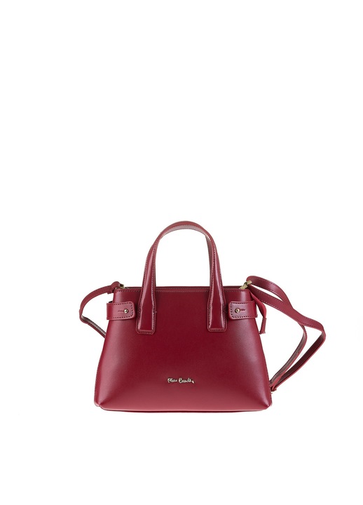 Pierre Cardin, Geanta din piele cu bareta detasabila de umar, Rosu