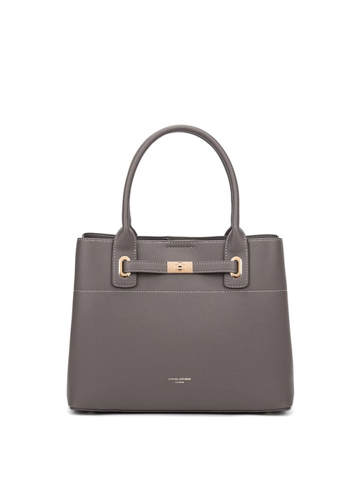 David Jones, Geanta din piele ecologica cu bareta de umar si bareta detasabila Valoria, Gri