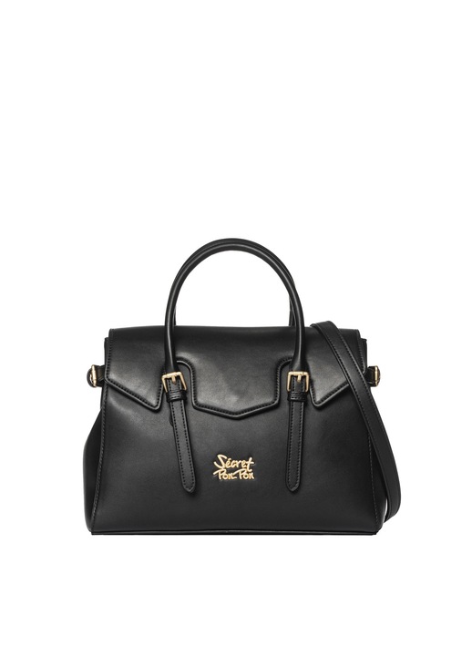 SECRET PON PON, Geanta din piele ecologica cu maner Evanthe Lux, Negru