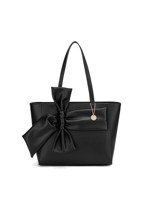 Diana&Co, Geanta shopper cu fermoar Velvetine Elite, Negru