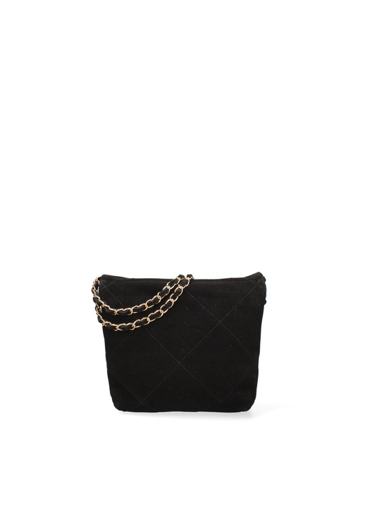 Gave Lux, Geanta crossbody din piele intoarsa cu barete din lant Edera Plux, Negru