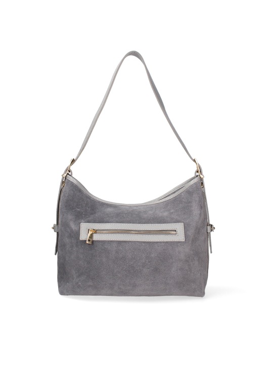 Gave Lux, Geanta de piele intoarsa cu bareta de umar Araminta Pro, Gri