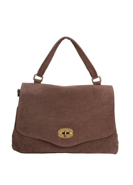 Gave Lux, Geanta din piele intoarsa cu bareta de umar Zelia Elite, Maro taupe