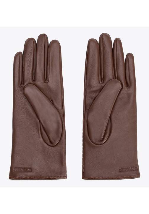 Manusi de dama din piele cu amestec de lana, maro, piele naturala, maro M