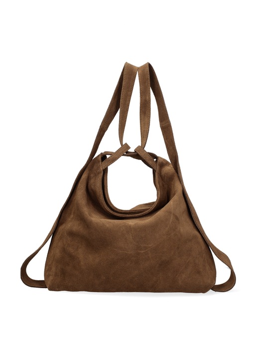 Gave Lux, Geanta hobo din piele intoarsa Silvana, Maro taupe