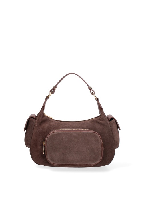 Gave Lux, Geanta din piele intoarsa cu bareta de umar Ardena, Maro inchis