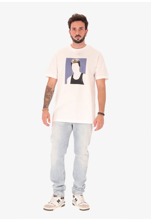 Diesel, Tricou lejer cu imprimeu, Alb, L