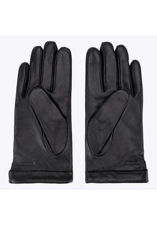 Manusi barbatesti din piele matlasata, negre, din piele naturala, negre, marimea S