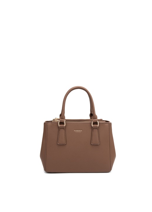 Diana&Co, Geanta de piele ecologica cu maner si bareta aditionala, Maro