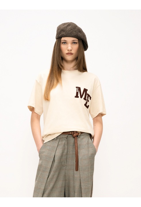 Marc ellis, Tricou cu text brodat Celeste, Bej deschis