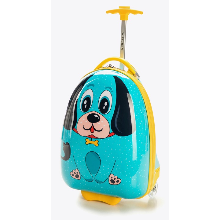 Детски куфар WITTCHEN, пластмасов, 2 колела, син/жълт