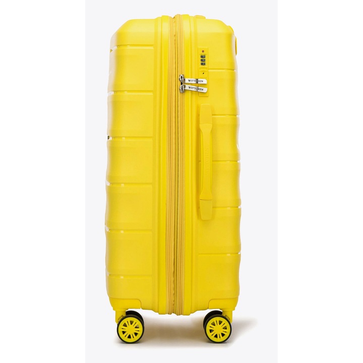 Среден куфар WITTCHEN, полипропилен, разтегателен, жълт, 360° колела