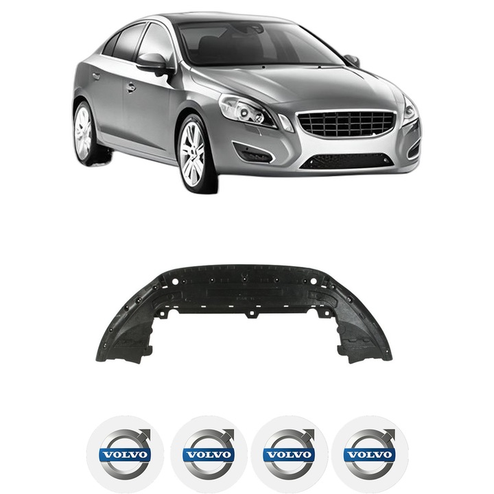 Scut motor VOLVO S60 II (134) din 2010-2018, protectie auto, plastic, 4x Stickere auto cu VOLVO