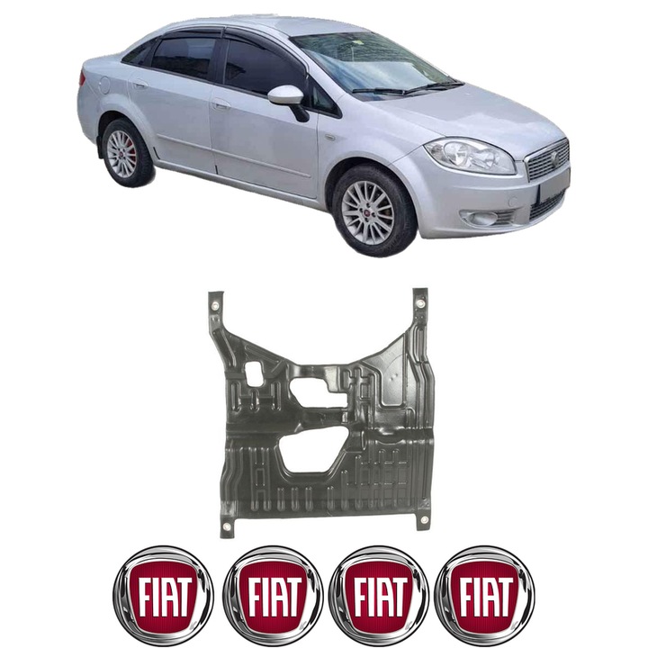 Scut motor FIAT LINEA (323_, 110_) din 2006-2013, protectie auto, plastic, 4x Stickere auto cu FIAT