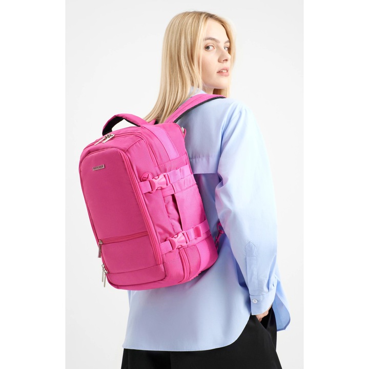 Rucsac multifunctional 2 in 1 WITTCHEN, compartiment laptop, poliester, roz