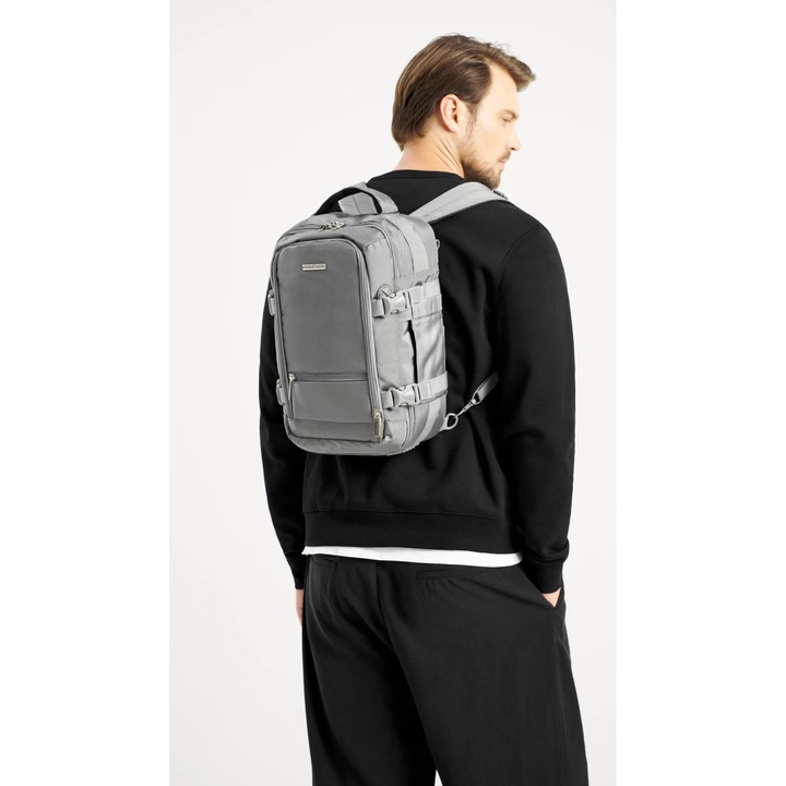 Rucsac multifunctional WITTCHEN, compartiment laptop, poliester, gri