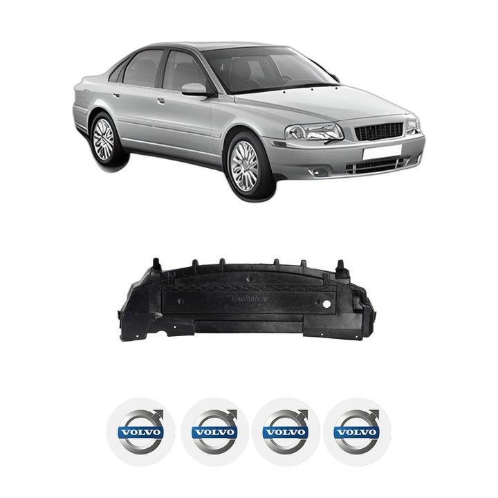 Scut bara VOLVO S80 I (184) din 1998-2006, protectie auto, plastic, 4x Stickere auto cu VOLVO