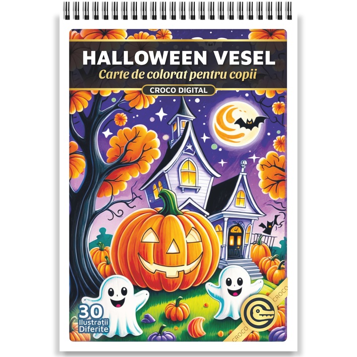 Carte de colorat pentru copii, Halloween Vesel, 30 Ilustratii Spooky, 66 pagini – A5