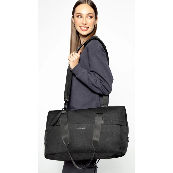 Geanta sport mare WITTCHEN, poliester, negru, cu compartimente pentru incaltaminte