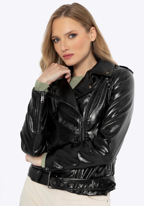 Jacheta dama biker cu nituri Wittchen, neagra, piele ecologica