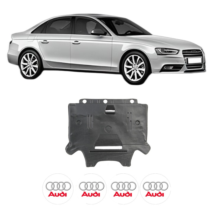Carcasa cutie viteze AUDI A4 B8 (8K2) din 2007-2015, protectie auto, plastic, 4x Stickere auto cu AUDI