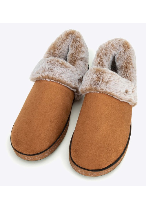 Papuci dama Wittchen, stilati, blana artificiala, maro, material sintetic