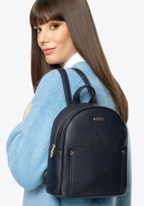 Модна дамска раница WITTCHEN, екологична кожа, тъмносиня