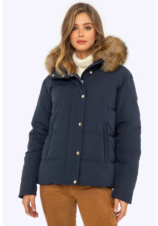 Geaca de puf dama, Wittchen, gluga detasabila, poliester, bleumarin