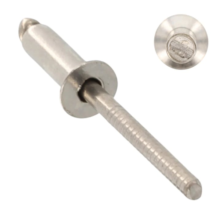 Set 500 Nituri Pop, Otel Inoxidabil A2 15984, Cap Plat, M3.2 x 8 mm