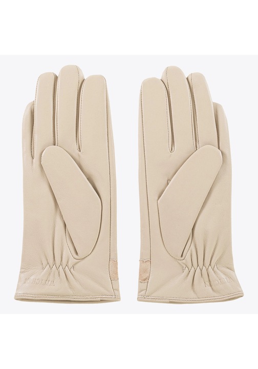 Manusi din piele pentru femei, izolate, crem, piele naturala, crem M