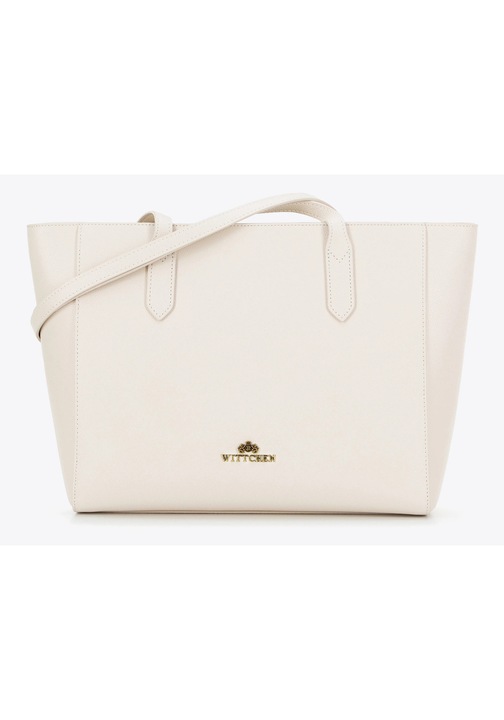 Дамска чанта WITTCHEN, естествена кожа, кремава, с 1 джоб с цип и 2 отворени джоба