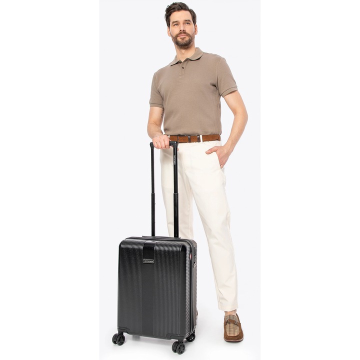 Troler WITTCHEN, mic, polikarbon, negru, 4 roti, 55x40x20cm