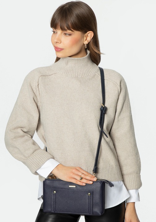 Дамска чанта за рамо WITTCHEN, екологична, две отделения, синя, 100% екокожа