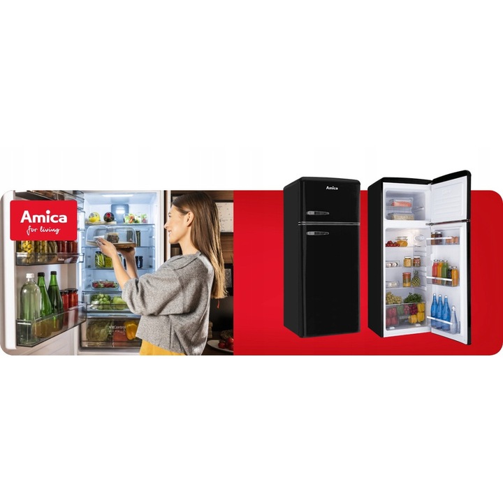 Frigider SlimSize Amica, 144x55x61,5cm, Clasa E, 206L, Negru