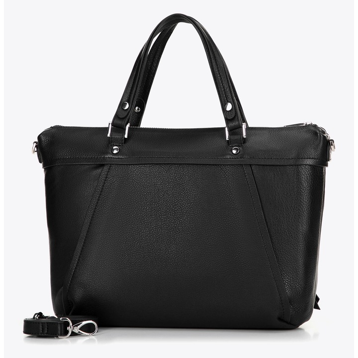 Geanta laptop 15", WITTCHEN, piele naturala, neagra, cu manere si curea reglabila