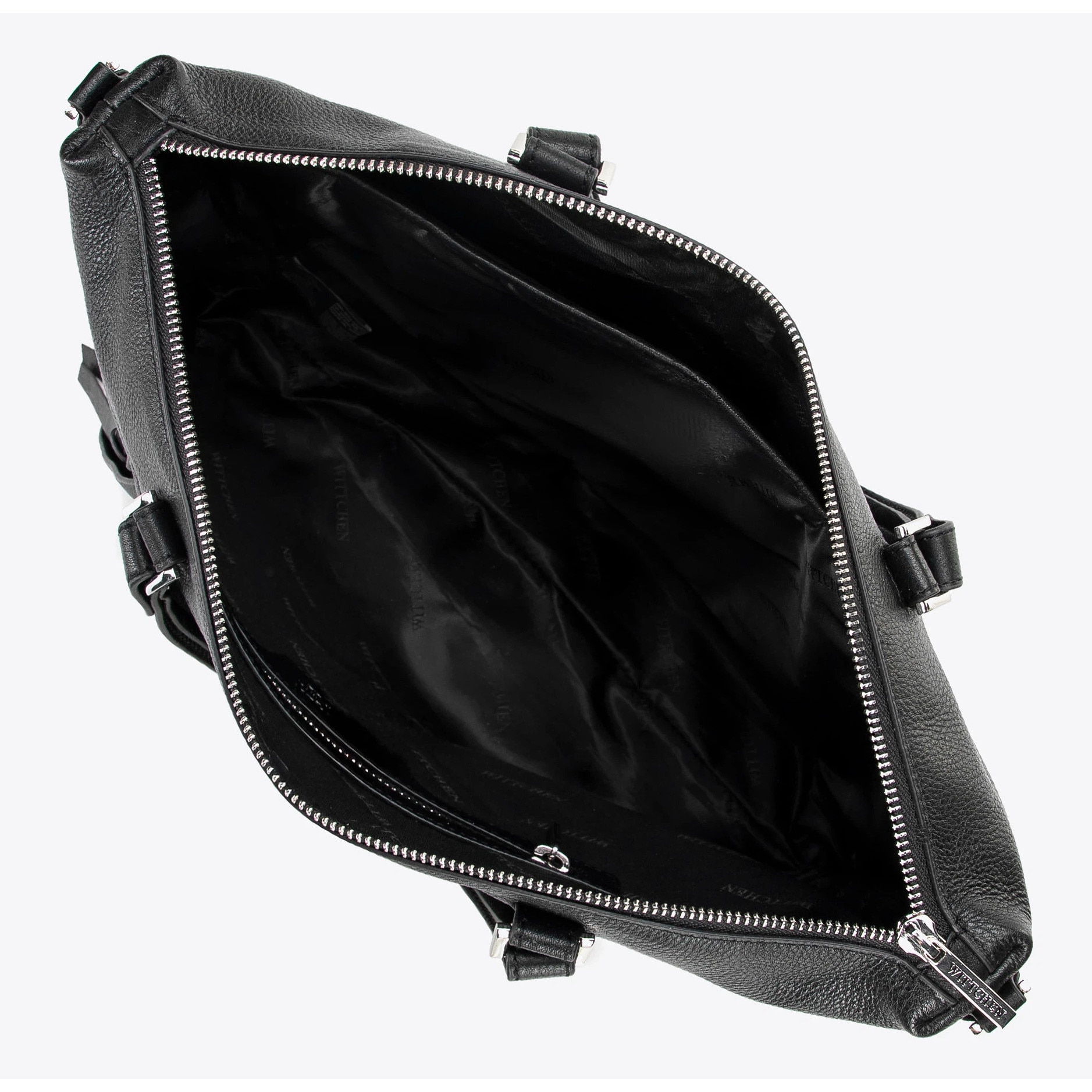 Geanta laptop 15", WITTCHEN, piele naturala, neagra, cu manere si curea reglabila