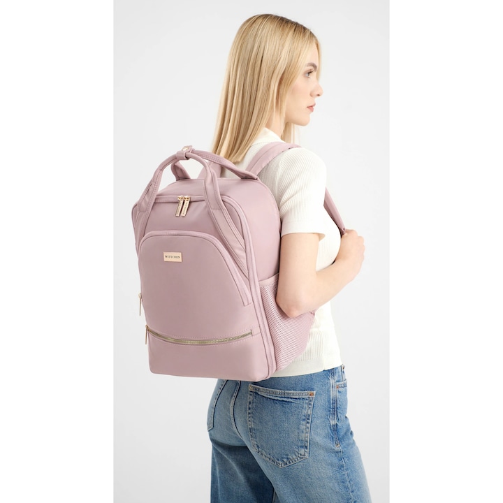 Rucsac WITTCHEN Smart Line, compact, pentru laptop 15,6", nylon, 40x30x15cm, roz