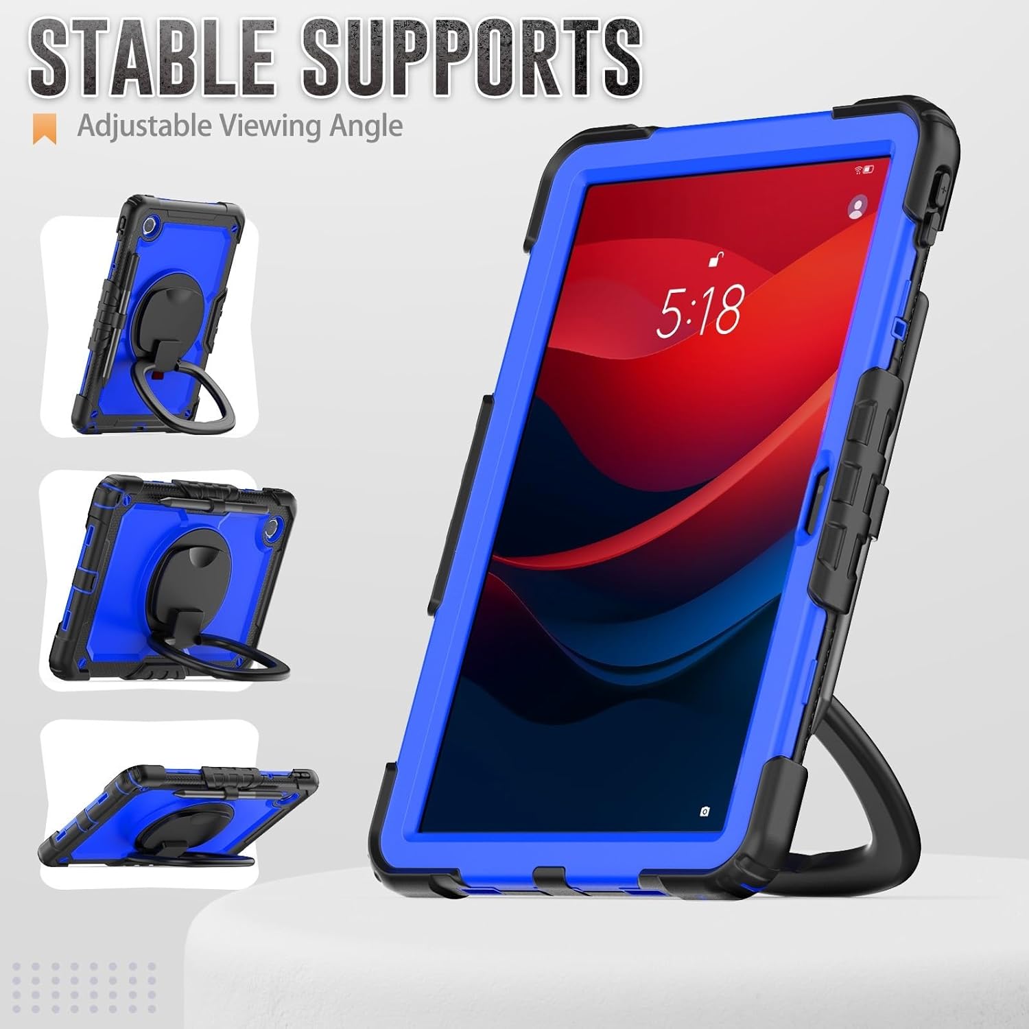Husa Shockproof Armor, Sigloo, Pentru Samsung Galaxy Tab A7 Lite, Protectie 360, Negru / Albastru inchis, 8.7"
