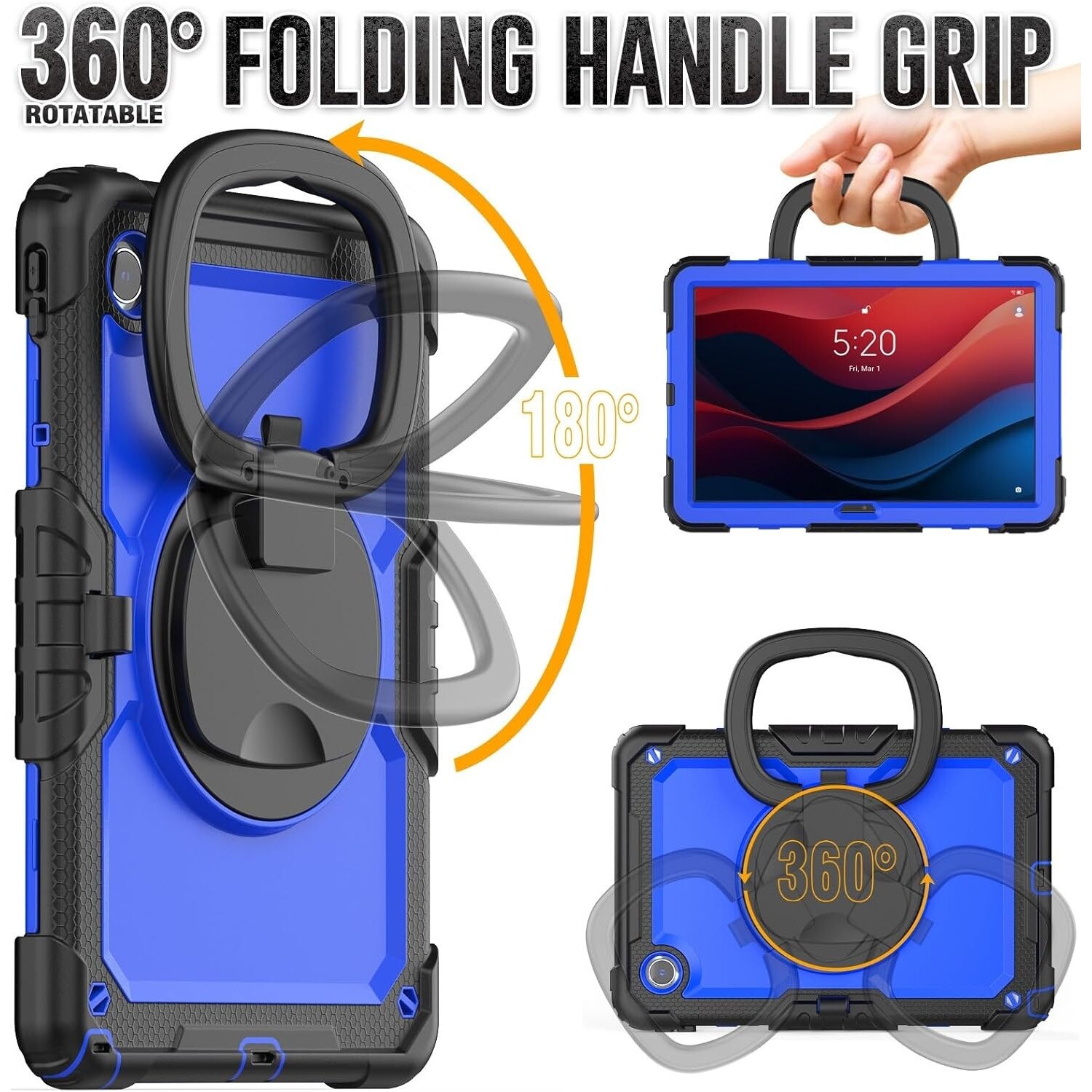Husa Shockproof Armor, Sigloo, Pentru Samsung Galaxy Tab A7 Lite, Protectie 360, Negru / Albastru inchis, 8.7"