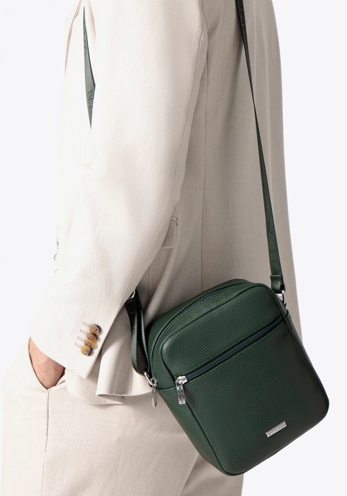 Чанта за рамо WITTCHEN, екокожа, зелена, с джоб с цип, компактни размери