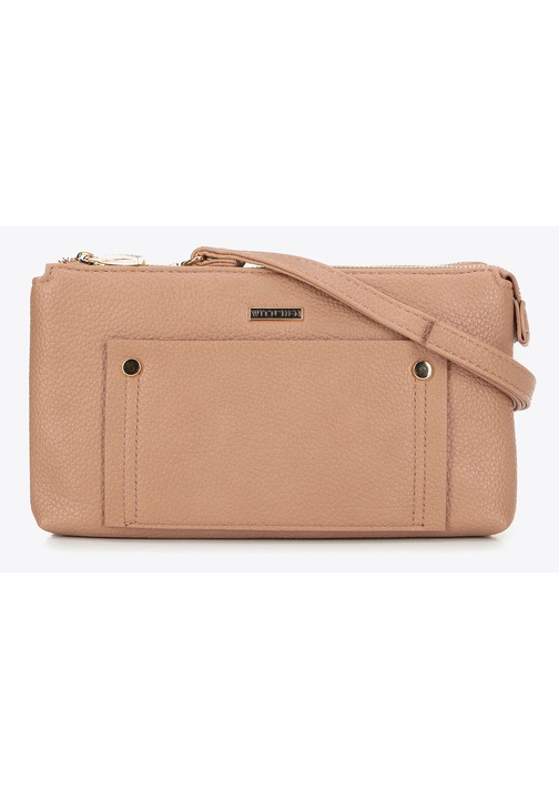 Дамска чанта за рамо WITTCHEN, екологична, бежова, две отделения, с джоб