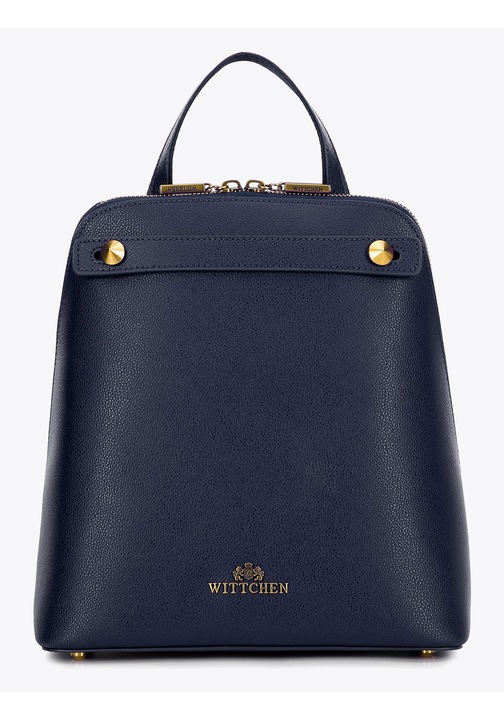 Rucsac dama WITTCHEN trapez cu doua fermoare, piele naturala, detalii metalice, albastru