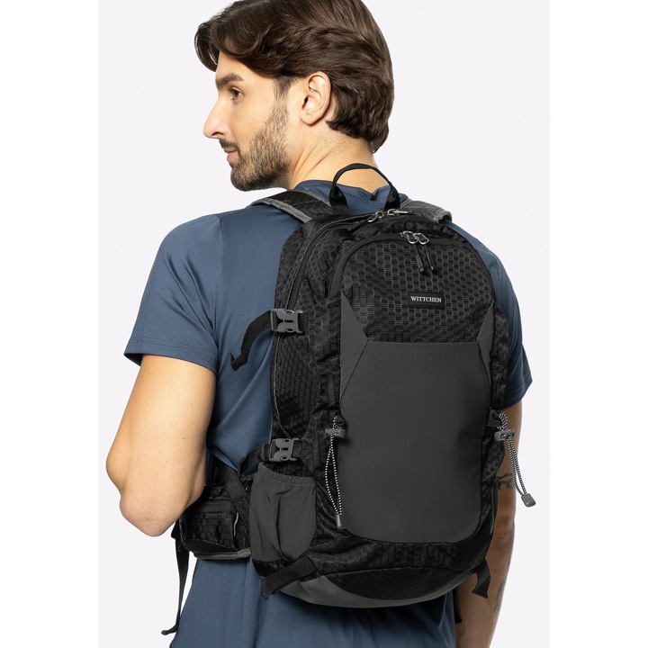 Rucsac turistic WITTCHEN, nylon waterproof, negru, pentru drumetii