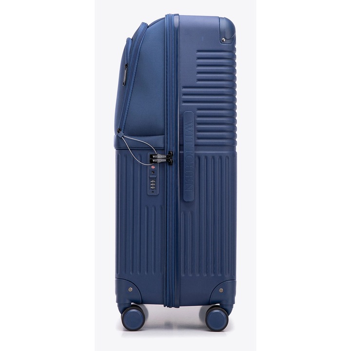 Голям куфар WITTCHEN AXIS LINE, ABS и найлон, 4 колела на 360°, син, приблизителни размери.