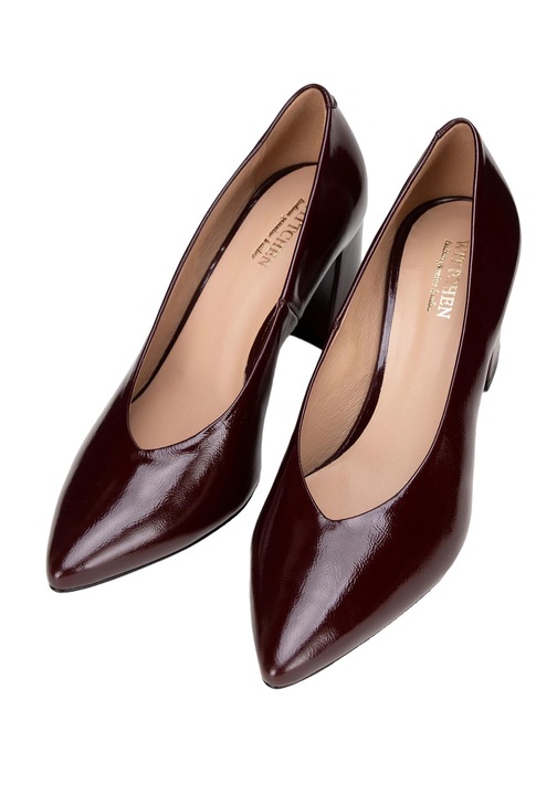 Pantofi dama, Wittchen, toc bloc, piele lacuita, rosu, design retro